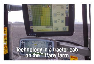 Technology in a tractor cab on the Tiffany farm